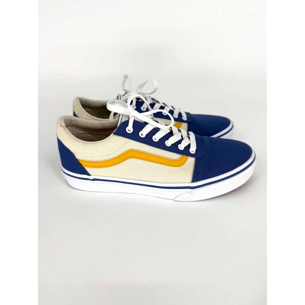 Vans Ward Low Top Colorblock Blue Cream Yellow Canvas Skate Shoes Youth Size 5